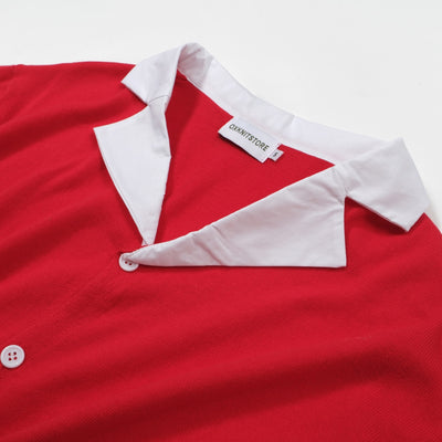 Men's Red Knitted Polo Shirts With Two Pockets