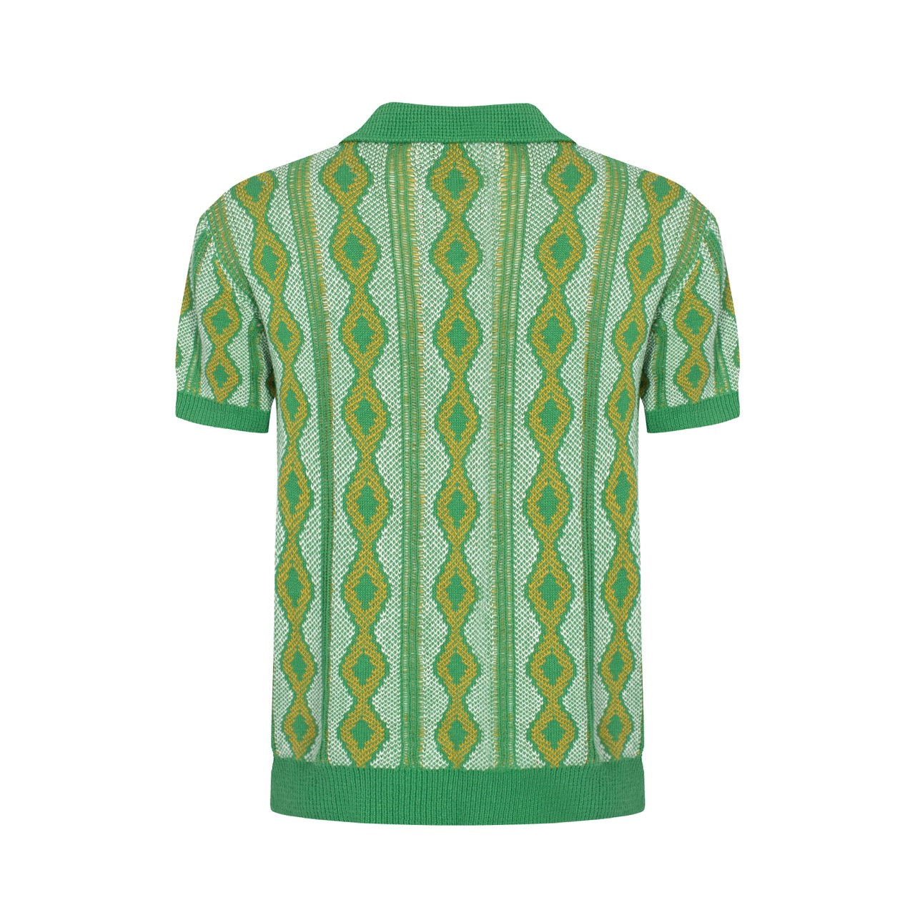 Men's Green Jacquard Knitted Polo