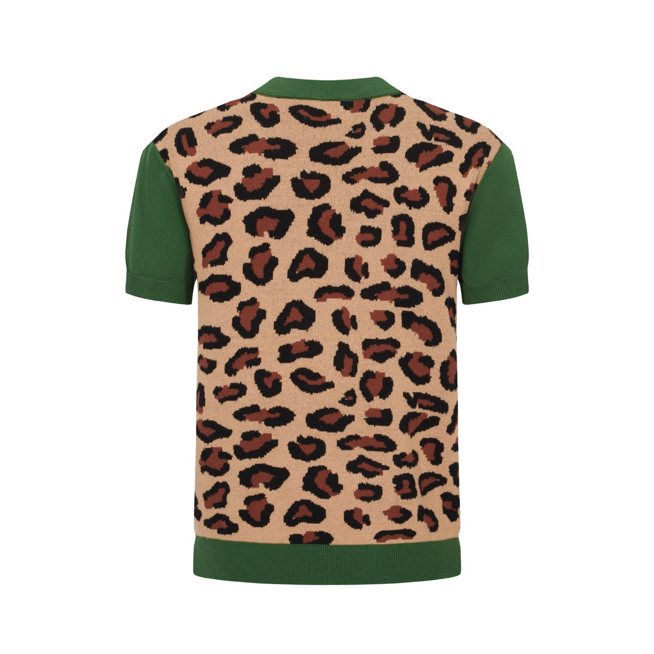 Men's Green & Brown Round Neck Knitted T-Shirt
