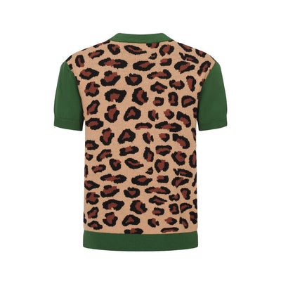 Men's Green & Brown Round Neck Knitted T-Shirt