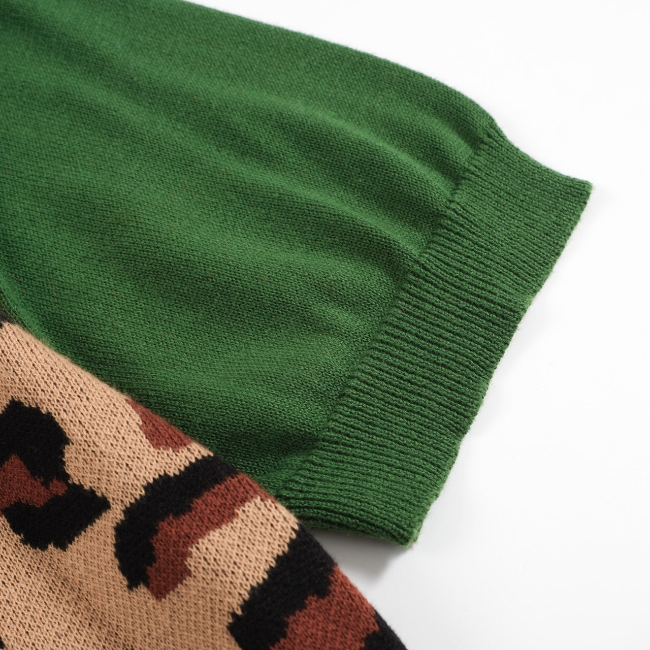 Men's Green & Brown Round Neck Knitted T-Shirt