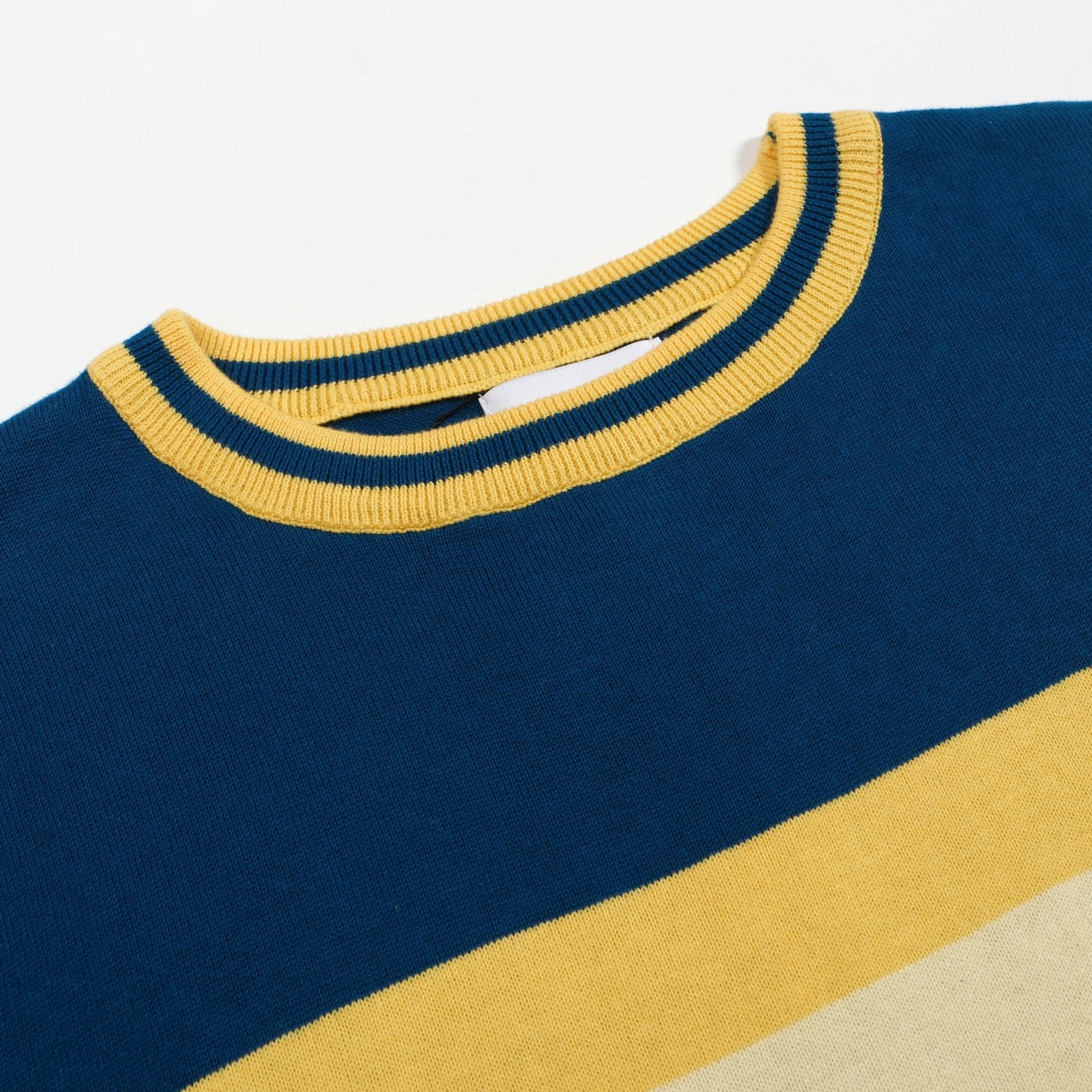 Men's Blue & Yellow Long Sleeve Knitted T-Shirt