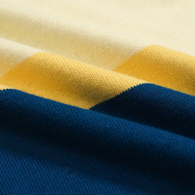 Men's Blue & Yellow Long Sleeve Knitted T-Shirt