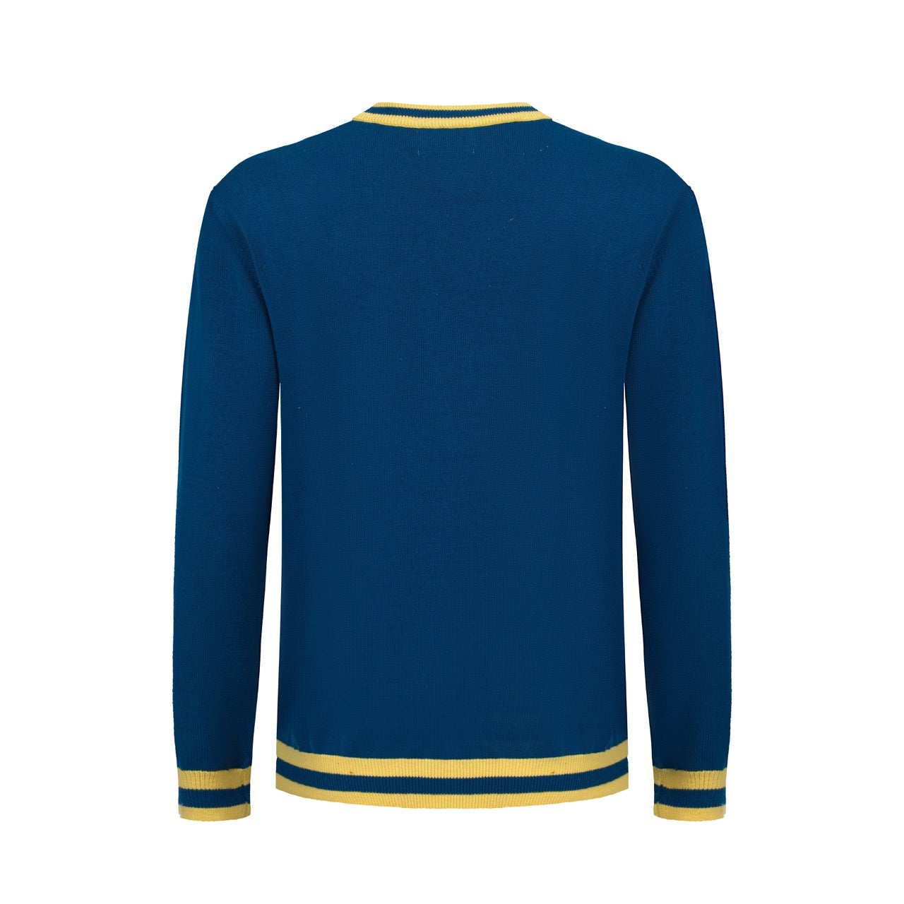Men's Blue & Yellow Long Sleeve Knitted T-Shirt