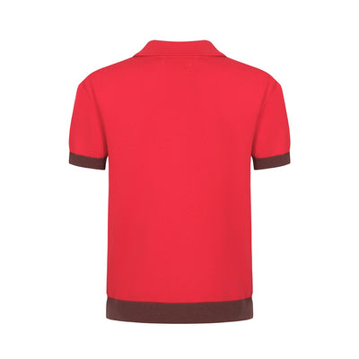Men's Red Knitted Polo With Buttons