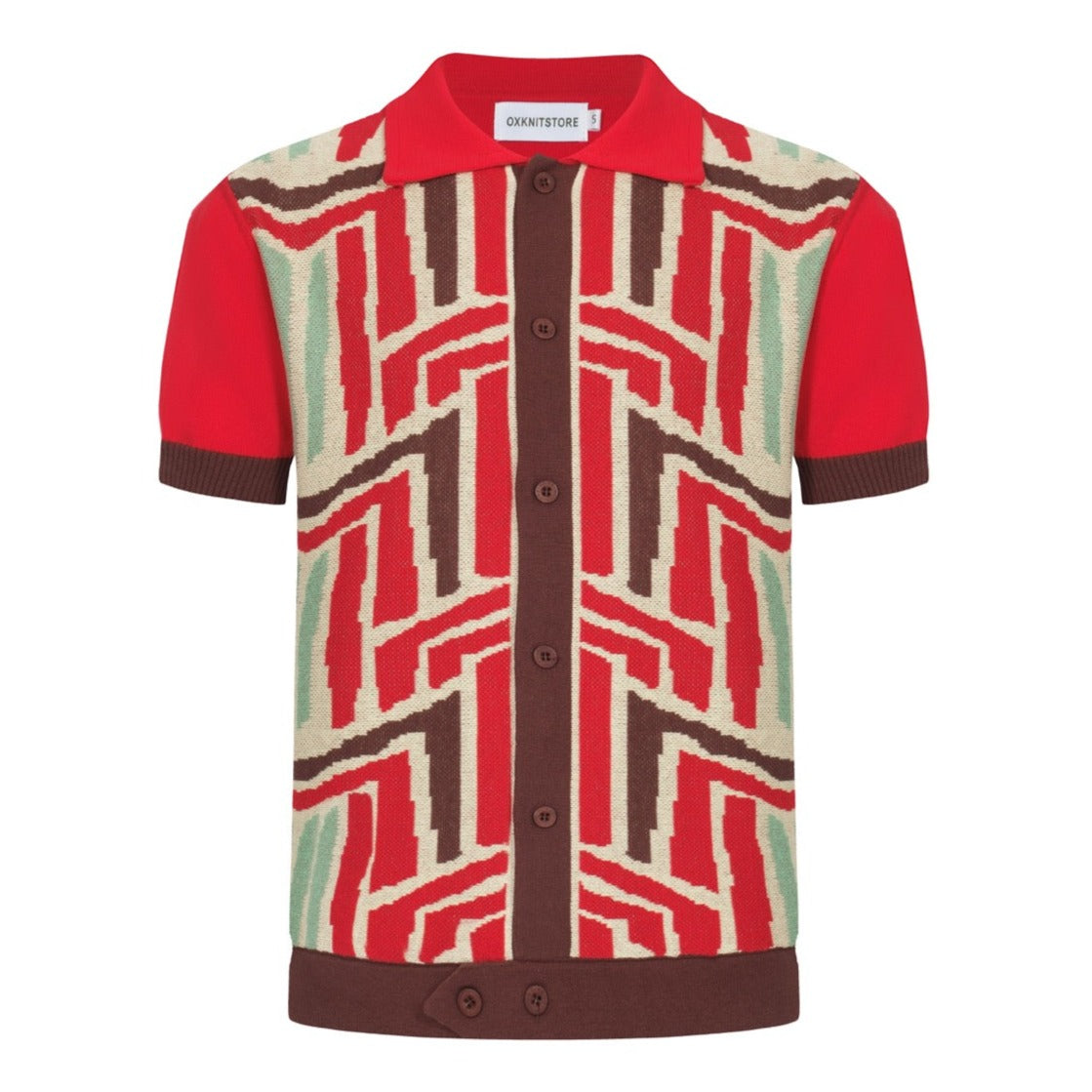 Men's Red Knitted Polo With Buttons