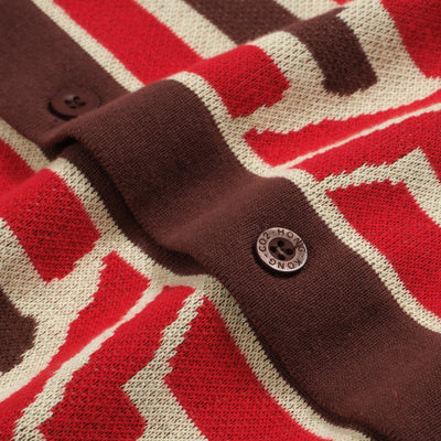 Men's Red Knitted Polo With Buttons