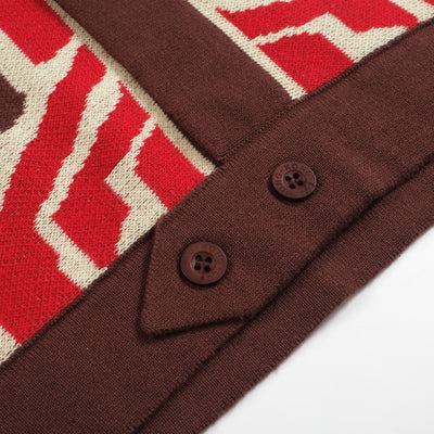 Men's Red Knitted Polo With Buttons