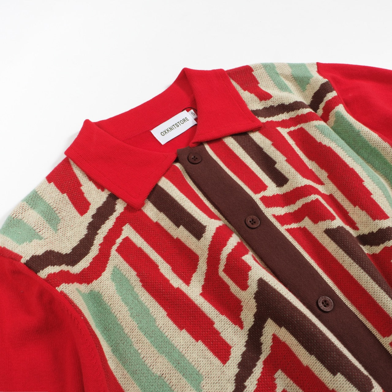 Men's Red Knitted Polo With Buttons