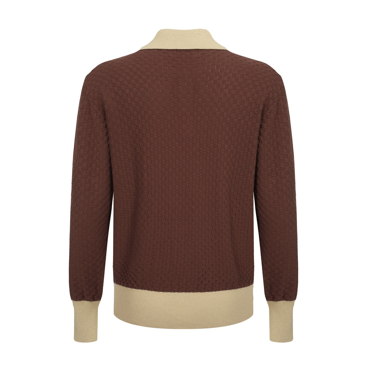 Men's Brown Knitted Polo With Yellow Neck