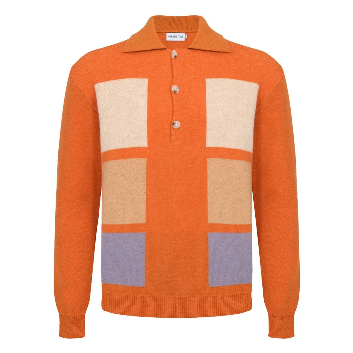 Men's Orange Polo Shirt With Block