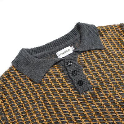 Men's Brown Knit Polo With Black Collar