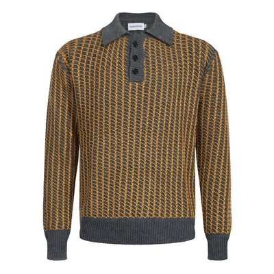 Men's Brown Knit Polo With Black Collar