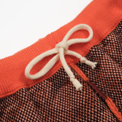 Men's Orange Knitted Shorts With Circle