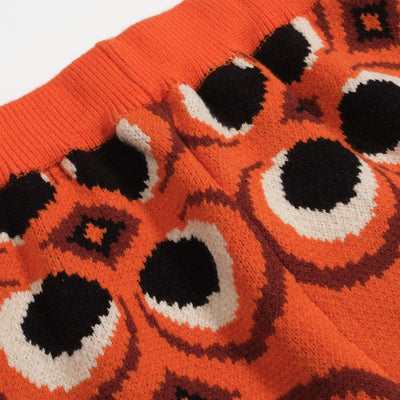Men's Orange Knitted Shorts With Circle