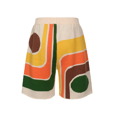 Men's Apricot Geometric Knitted Shorts