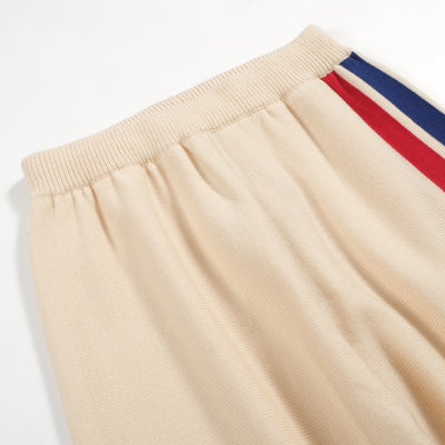 Men's White Knitted Shorts With Racing Stripe