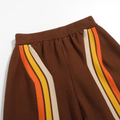 2.0 Men's Brown Knitted Shorts With Stripe