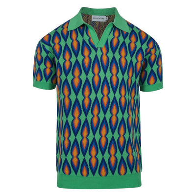 Men's Green Knitted Polo Shirts With Candle Flame