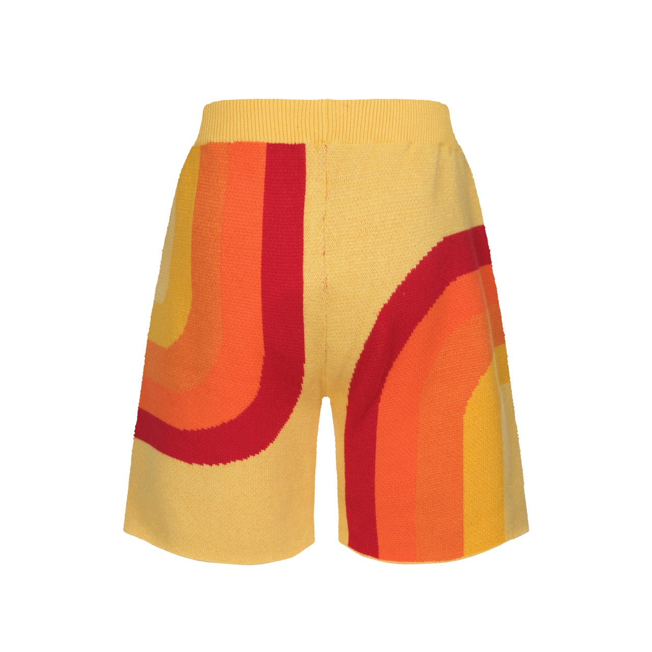 2.0 Men's Yellow Knitted Shorts With Orange Rainbow