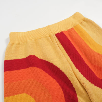 2.0 Men's Yellow Knitted Shorts With Orange Rainbow