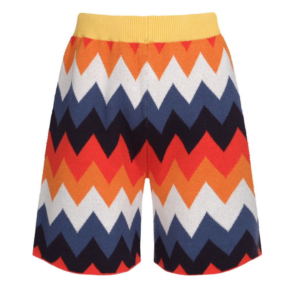 2.0 Men's Multicolor Geometry Knitted Shorts