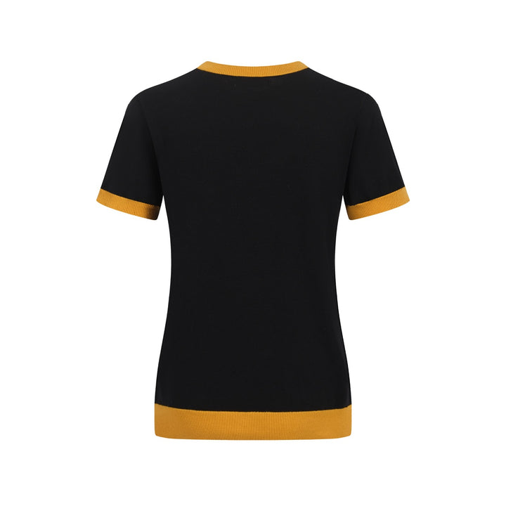 Women's Black Knitted T-shirt With Sun