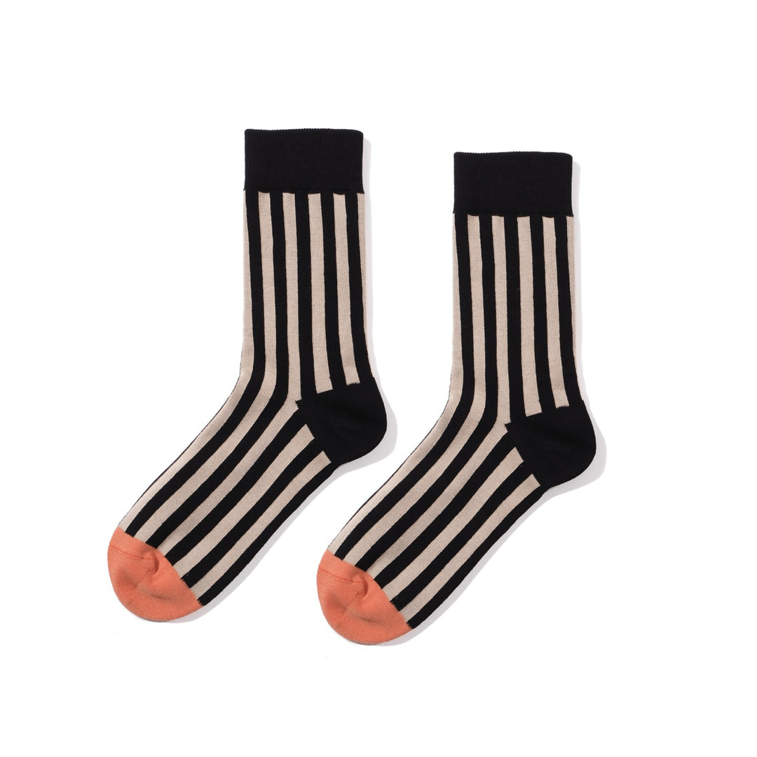 Striped Socks Mid Calf Vertical Stripes Contrast Color Cotton Socks striped-socks-mid-calf-vertical-stripes-contrast-color-cotton-socks