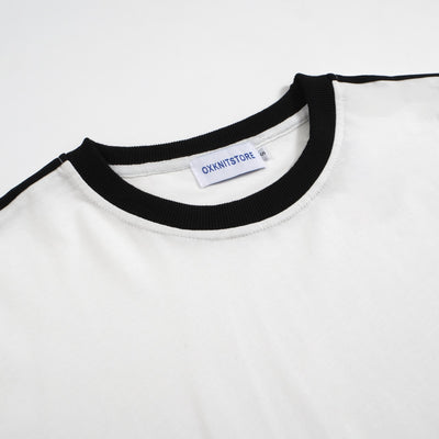 Wit katoenen T-shirt met ronde hals