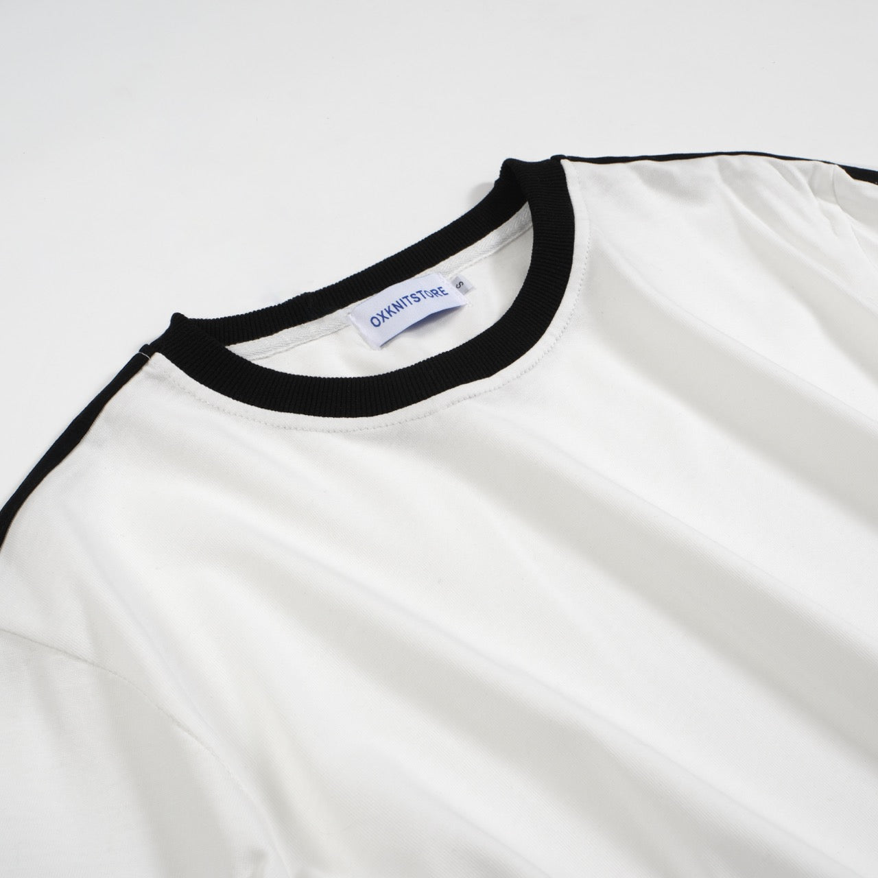 Wit katoenen T-shirt met ronde hals