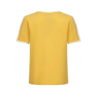 T-shirt Homme Jaune En Coton À Col Ras Du Cou