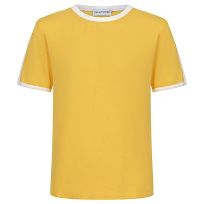 Rundhals-T-Shirt aus gelber Baumwolle für Herren
