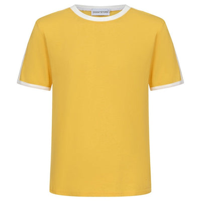 T-shirt Homme Jaune En Coton À Col Ras Du Cou