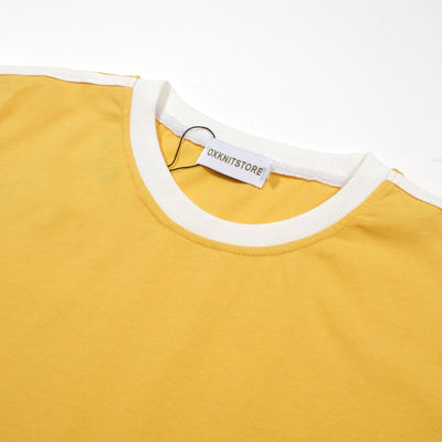 T-shirt Homme Jaune En Coton À Col Ras Du Cou