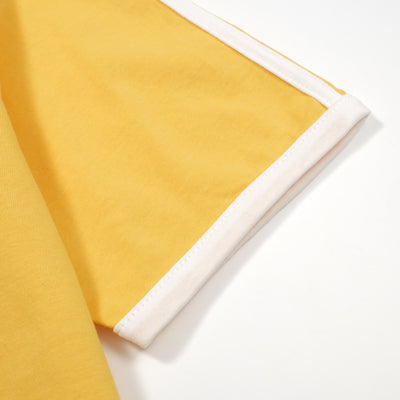 Geel katoenen T-shirt met ronde hals