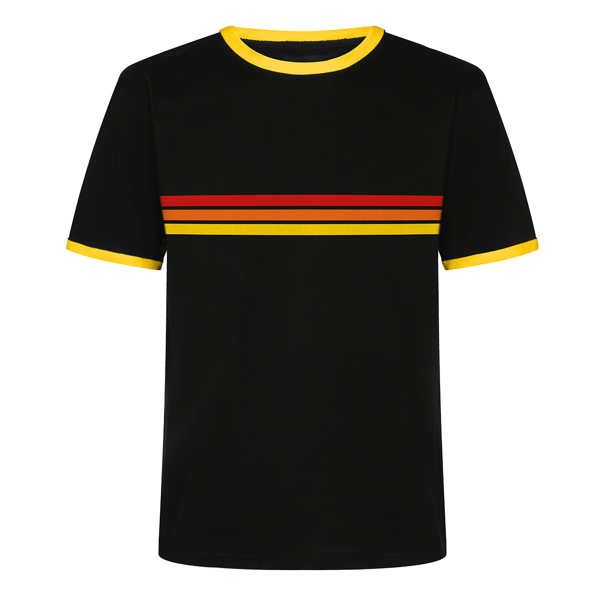 Men's Black Cotton T-Shirt With Chest Rainbow Stripe