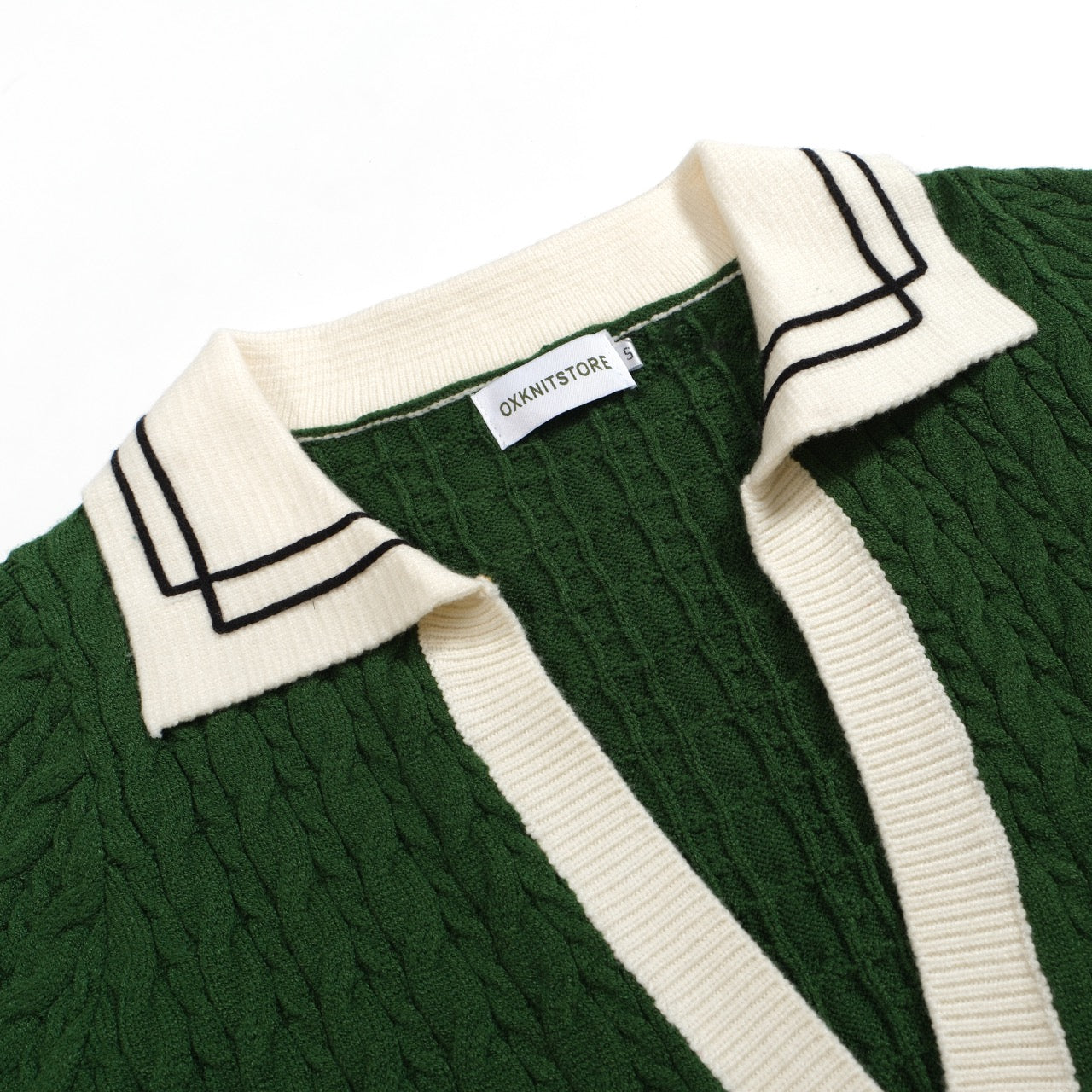 Women Green Deep V Neck Long Sleeve Knitted Sweater