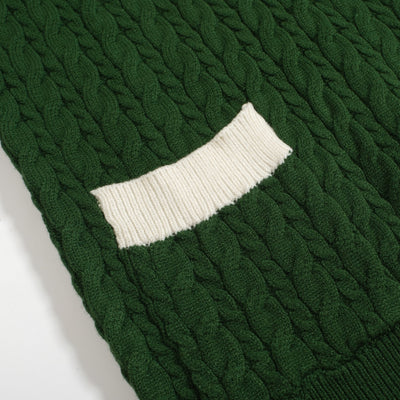 Women Green Deep V Neck Long Sleeve Knitted Sweater