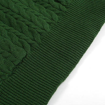 Women Green Deep V Neck Long Sleeve Knitted Sweater