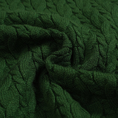 Women Green Deep V Neck Long Sleeve Knitted Sweater