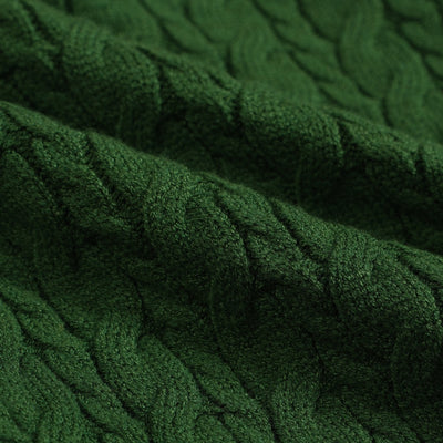 Women Green Deep V Neck Long Sleeve Knitted Sweater