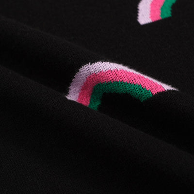 Women's Black Knitted T-Shirt With Small Rainbow