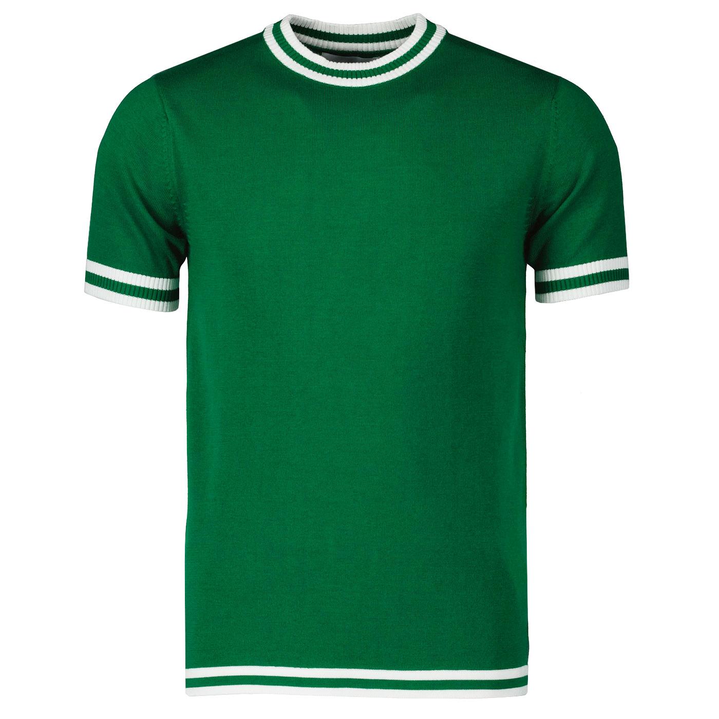 MEN Πράσινη λαιμόκοψη Πλήρης πλεκτή κοντομάνικη μπλούζα
