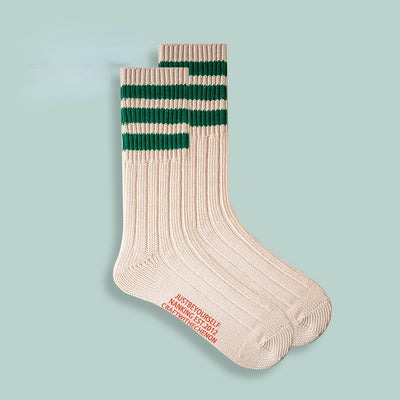 Gekämmte Baumwolle, verdickte, einfarbige, lange Retro-Socken