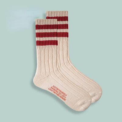 Gekämmte Baumwolle, verdickte, einfarbige, lange Retro-Socken