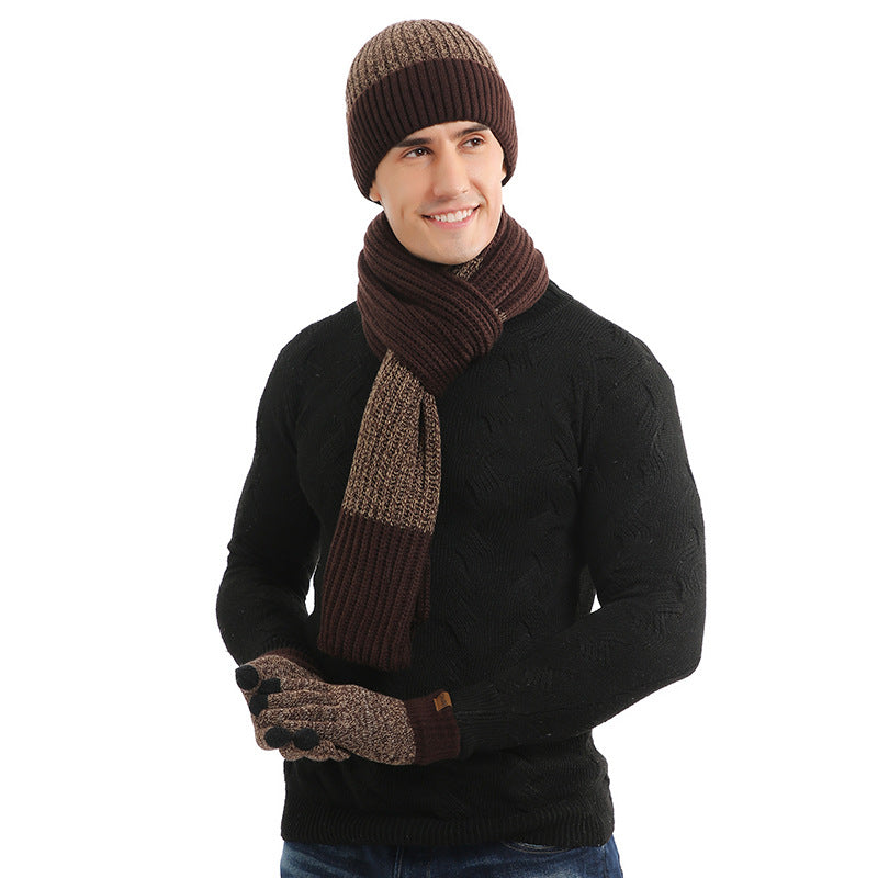 Traje térmico Guantes de bufanda para hombres y sombreros para mujeres Set de tres piezas