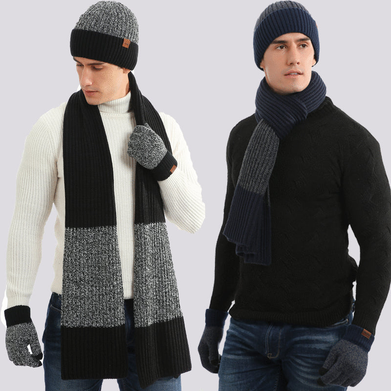 Thermohose Herren- und Damen-Mützen Schal Handschuhe Dreiteiliges Set