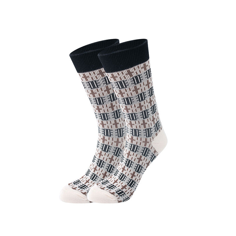 Chaussettes athlétiques à double aiguille de style ethnique rétro