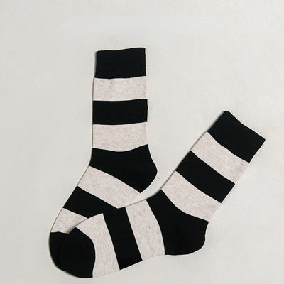 Men's Spring and Autumn Tube Socks Wide Striped Stitching Socks