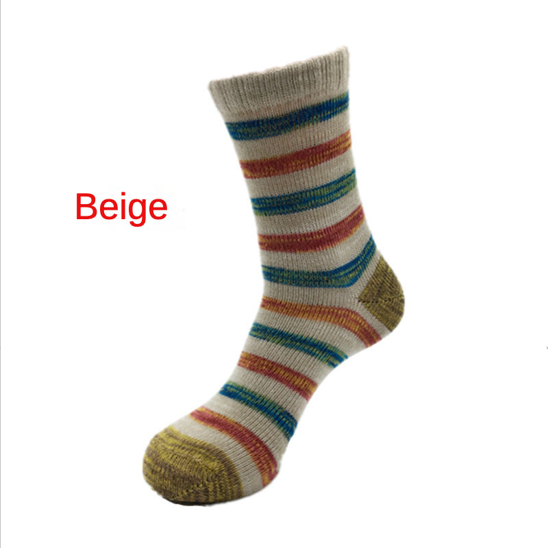 Chaussettes en coton à rayures épaisses pour hommes Longueur mi